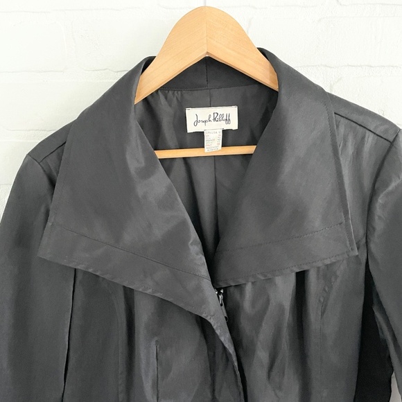 Joseph Ribkoff Y2K Trench coat Bubble hem Mobwife Oversized pockets Black Sz 12 - Picture 6 of 14